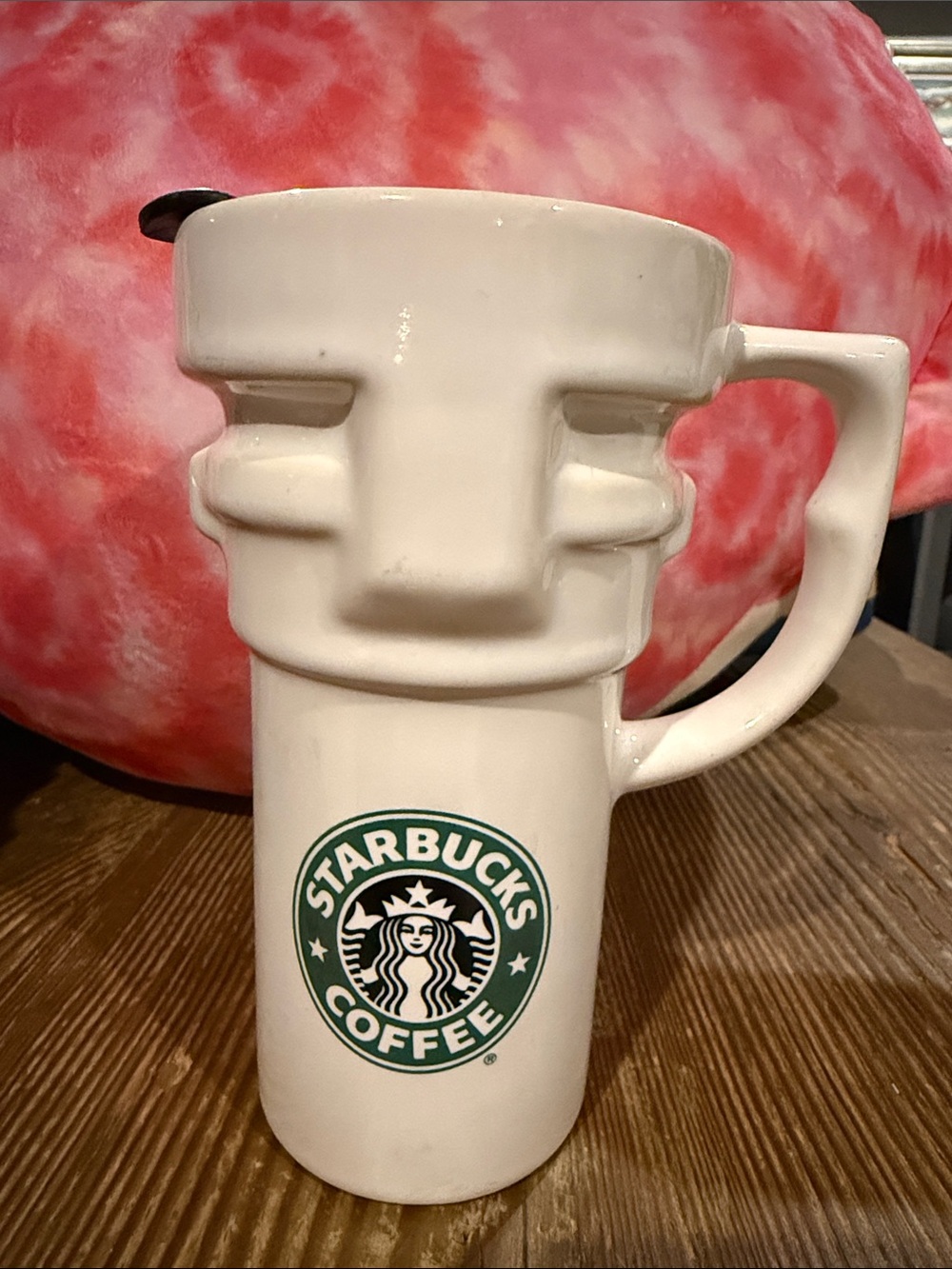 1990 Starbucks White Sculpted Mug with black/Green Logo 12 Oz